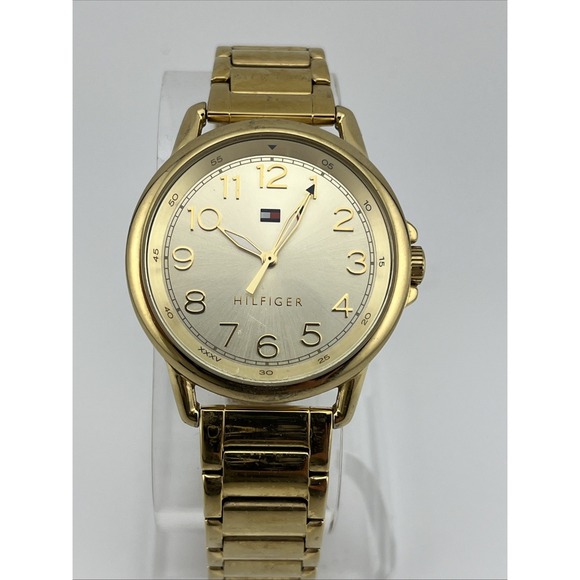 Tommy Hilfiger Watch Women 36mm Case Gold 6.25" Band- New Battery - Picture 1 of 7